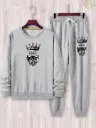 2 Pcs Men's Fleece Graphic Sweatshirt Track Suit